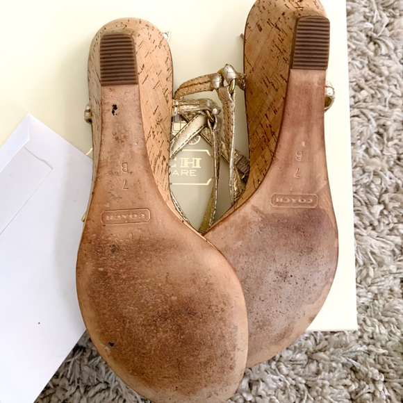 Strappy Gold Coach sandals - Picture 5 of 8